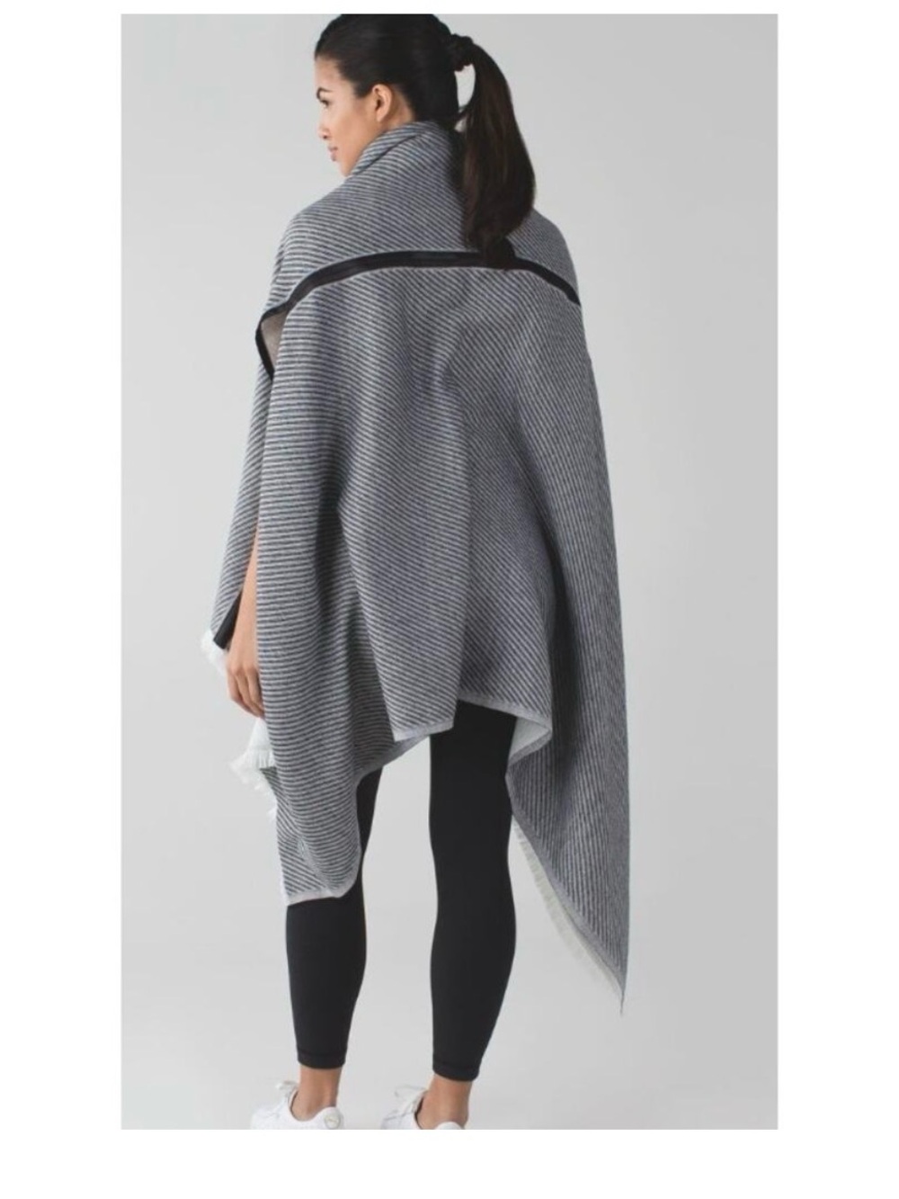 lululemon athletica Gray & Black Striped Sweater Wrap Scarf